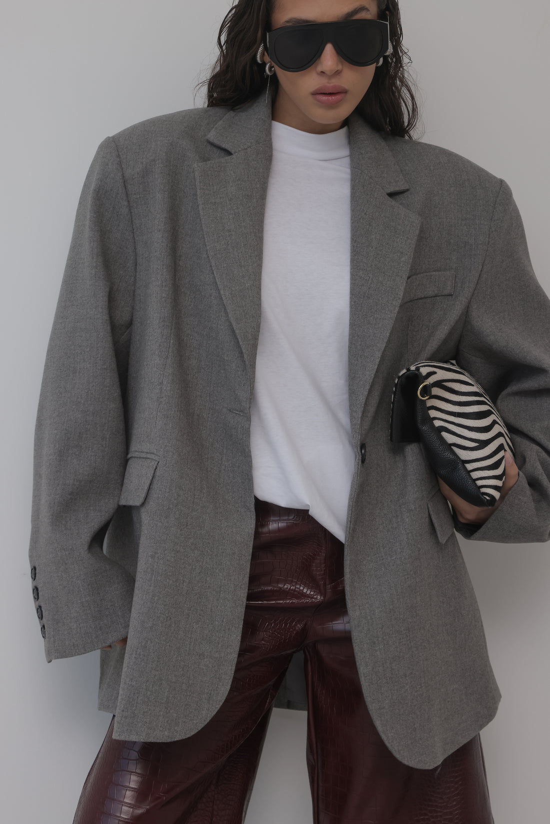 BLAZER IN LANA CON CHIUSURA REGOLABILE - GRIGIO HAR030