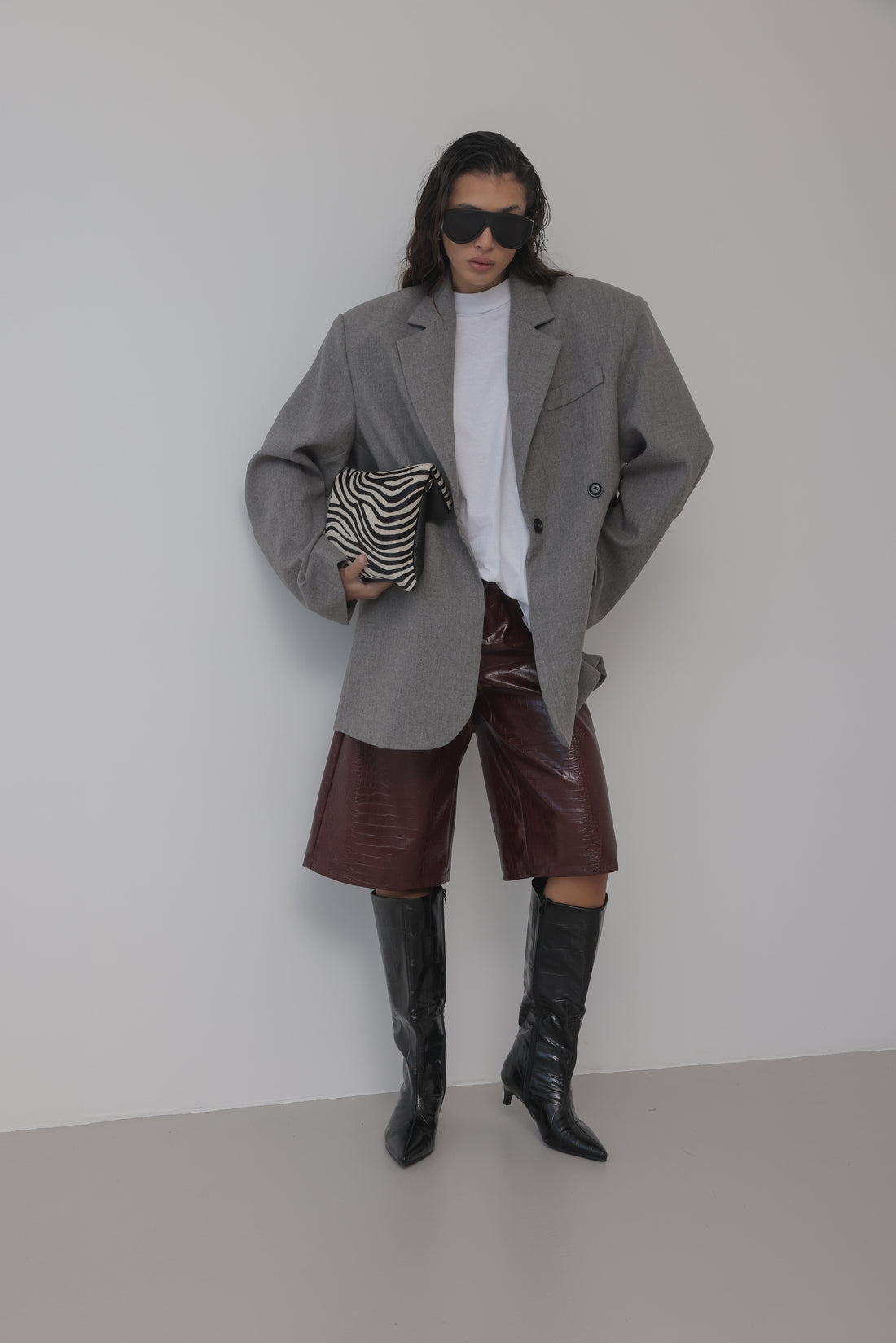 BLAZER IN LANA CON CHIUSURA REGOLABILE - GRIGIO HAR030