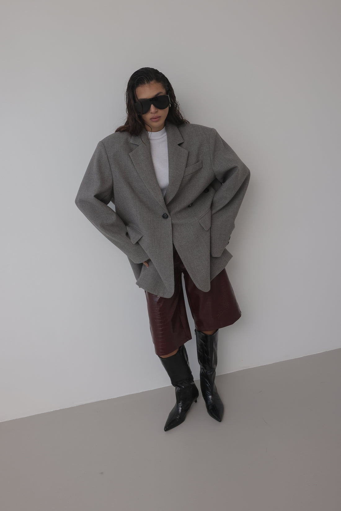 BLAZER IN LANA CON CHIUSURA REGOLABILE - GRIGIO HAR030