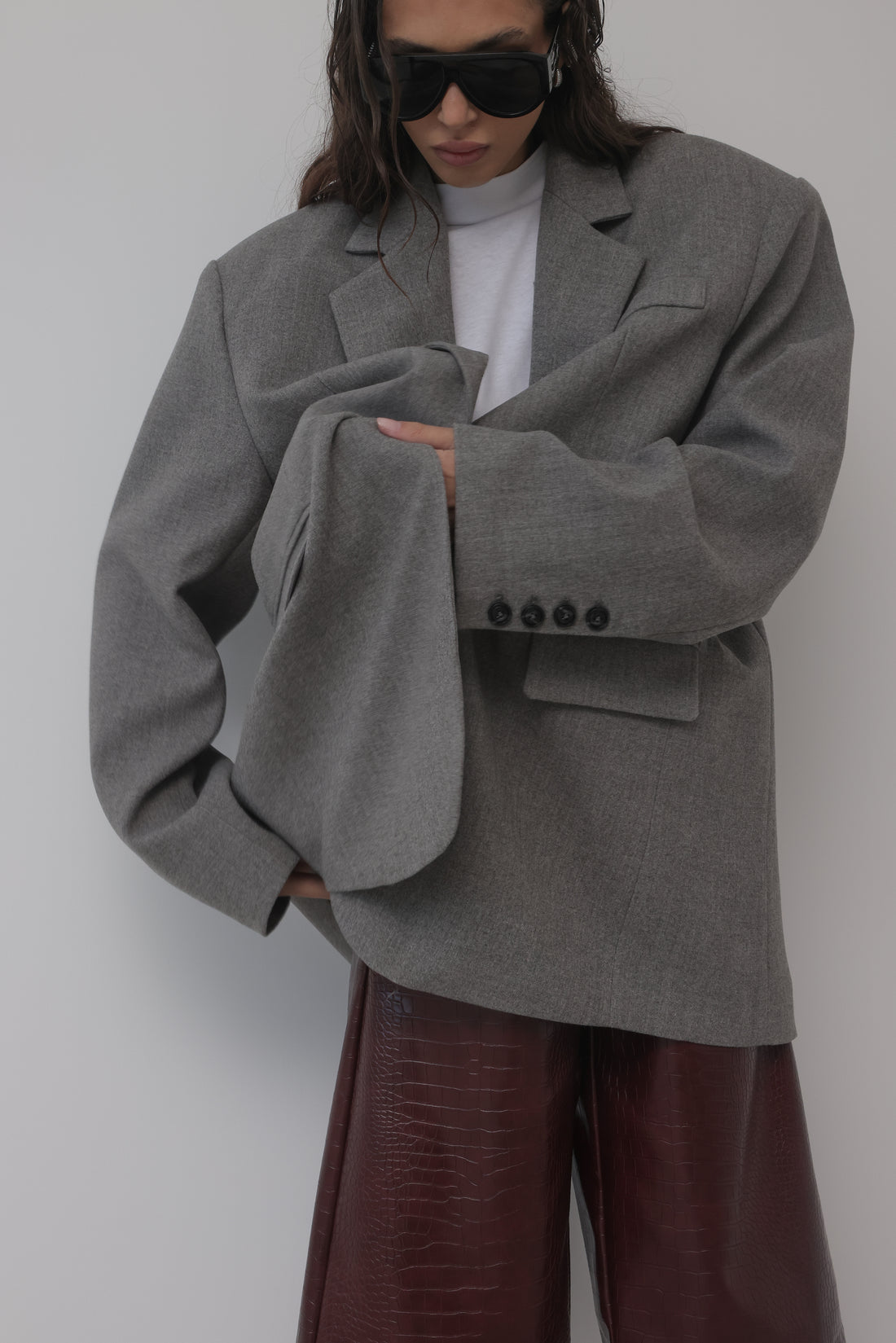 BLAZER IN LANA CON CHIUSURA REGOLABILE - GRIGIO HAR030