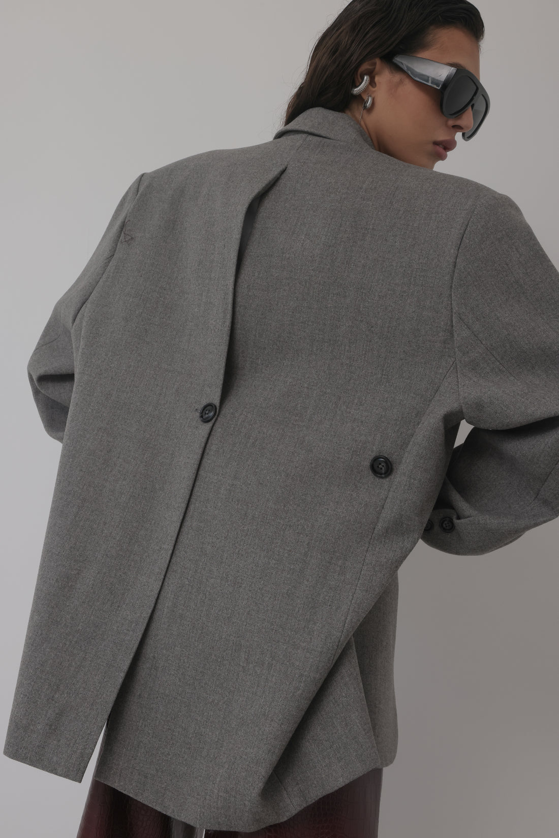 BLAZER IN LANA CON CHIUSURA REGOLABILE - GRIGIO HAR030