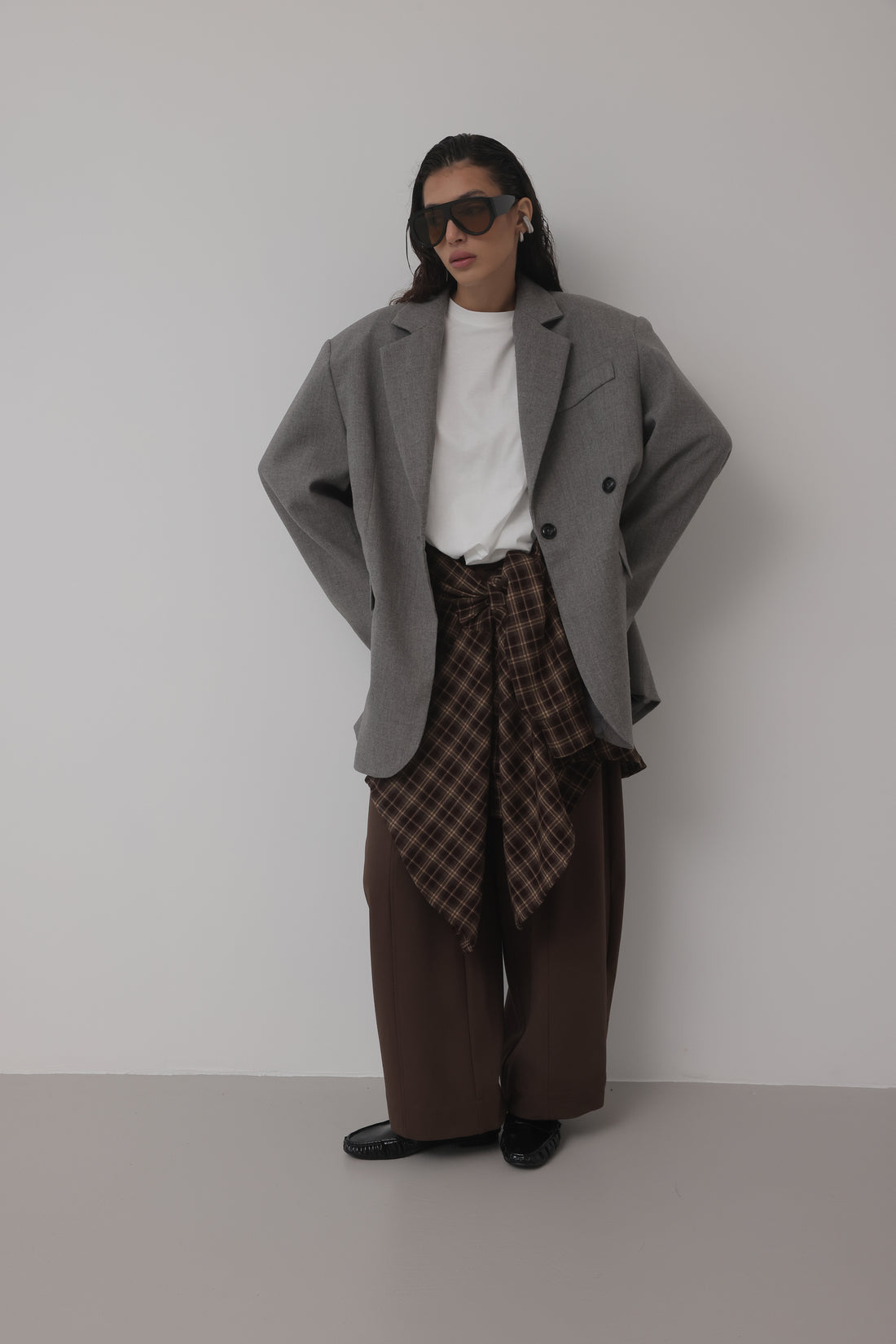 BLAZER IN LANA CON CHIUSURA REGOLABILE - GRIGIO HAR030