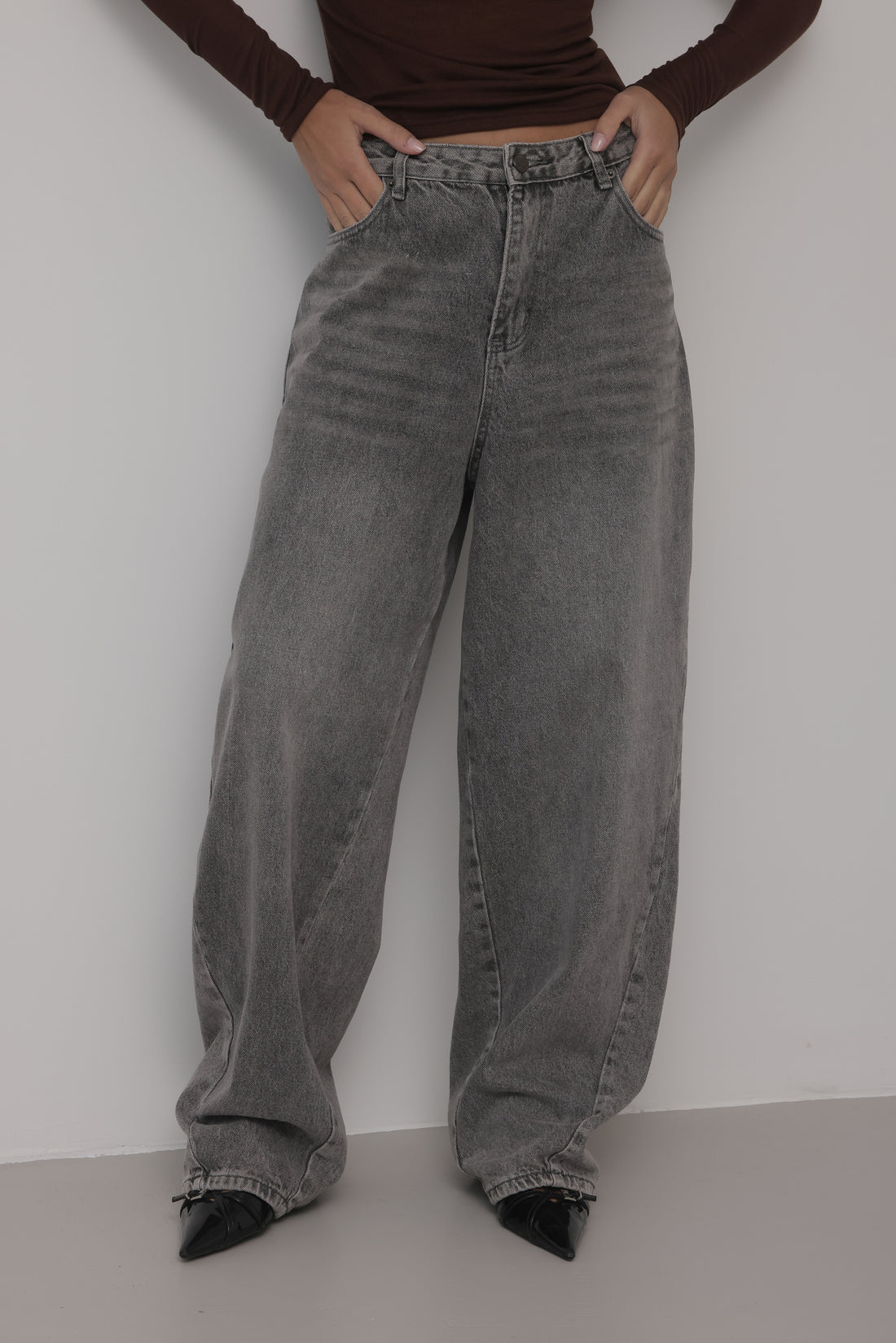 JEANS BALLOON FIT GREY - 3847