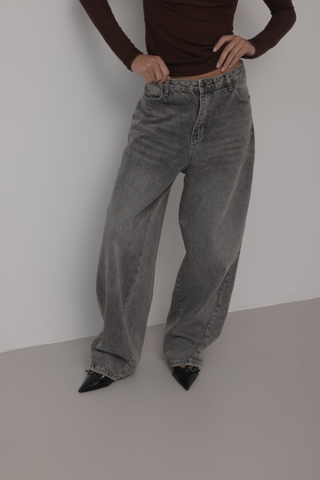 JEANS BALLOON FIT GREY - 3847