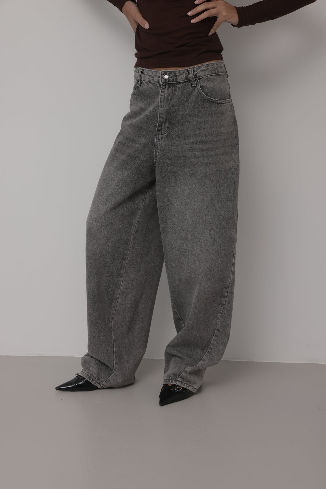 JEANS BALLOON FIT GREY - 3847