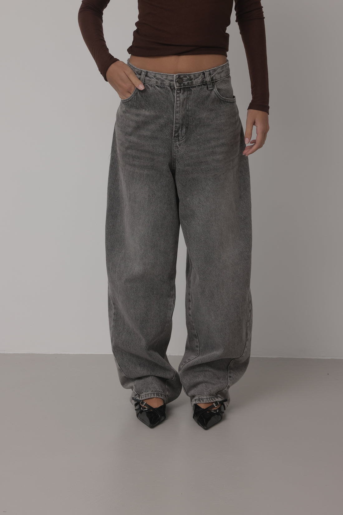 JEANS BALLOON FIT GREY - 3847