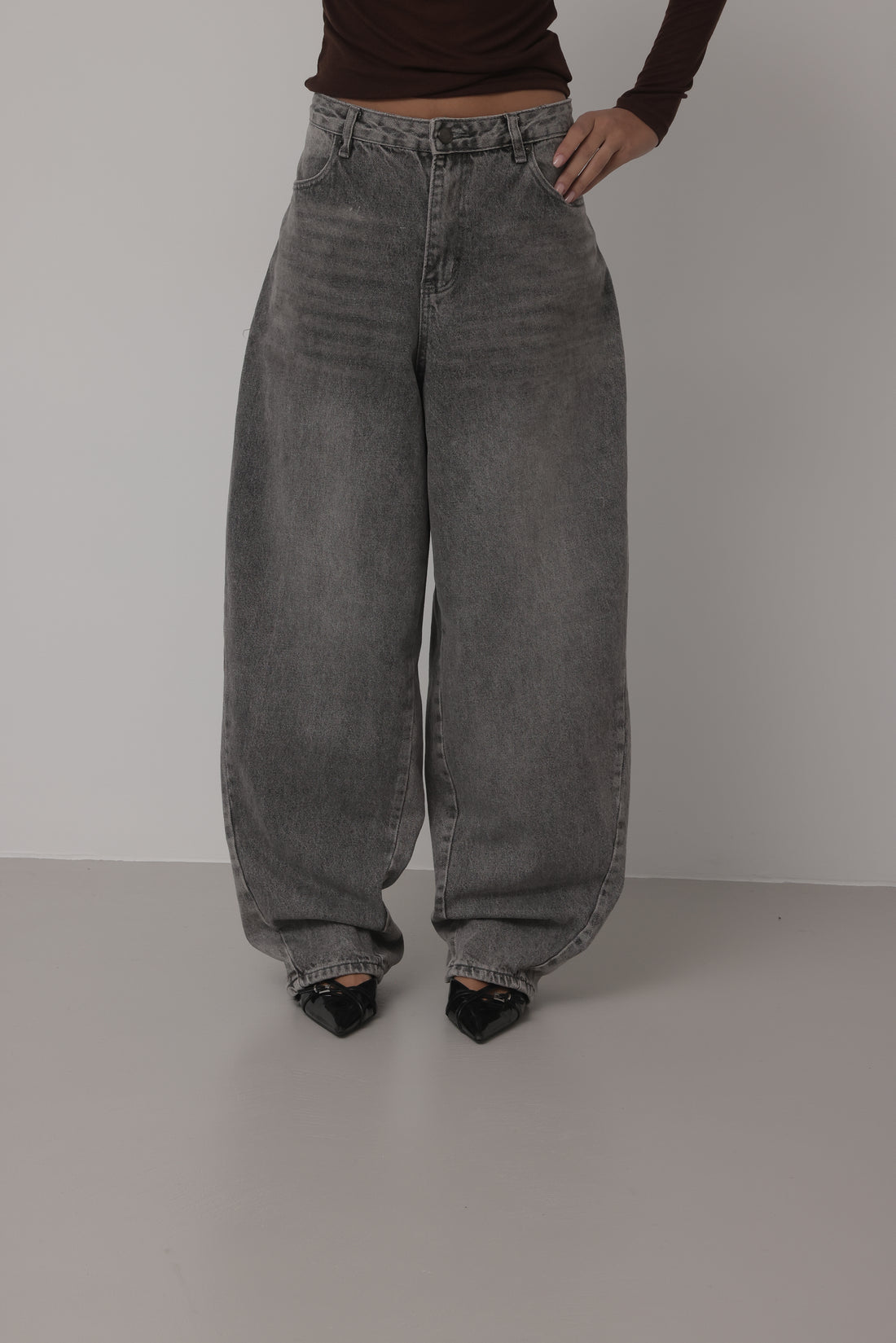 JEANS BALLOON FIT GREY - 3847