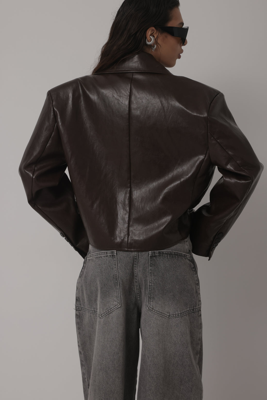 GIACCA IN ECOPELLE FLORENCE CON SPALLINE - MARRONE HAR023