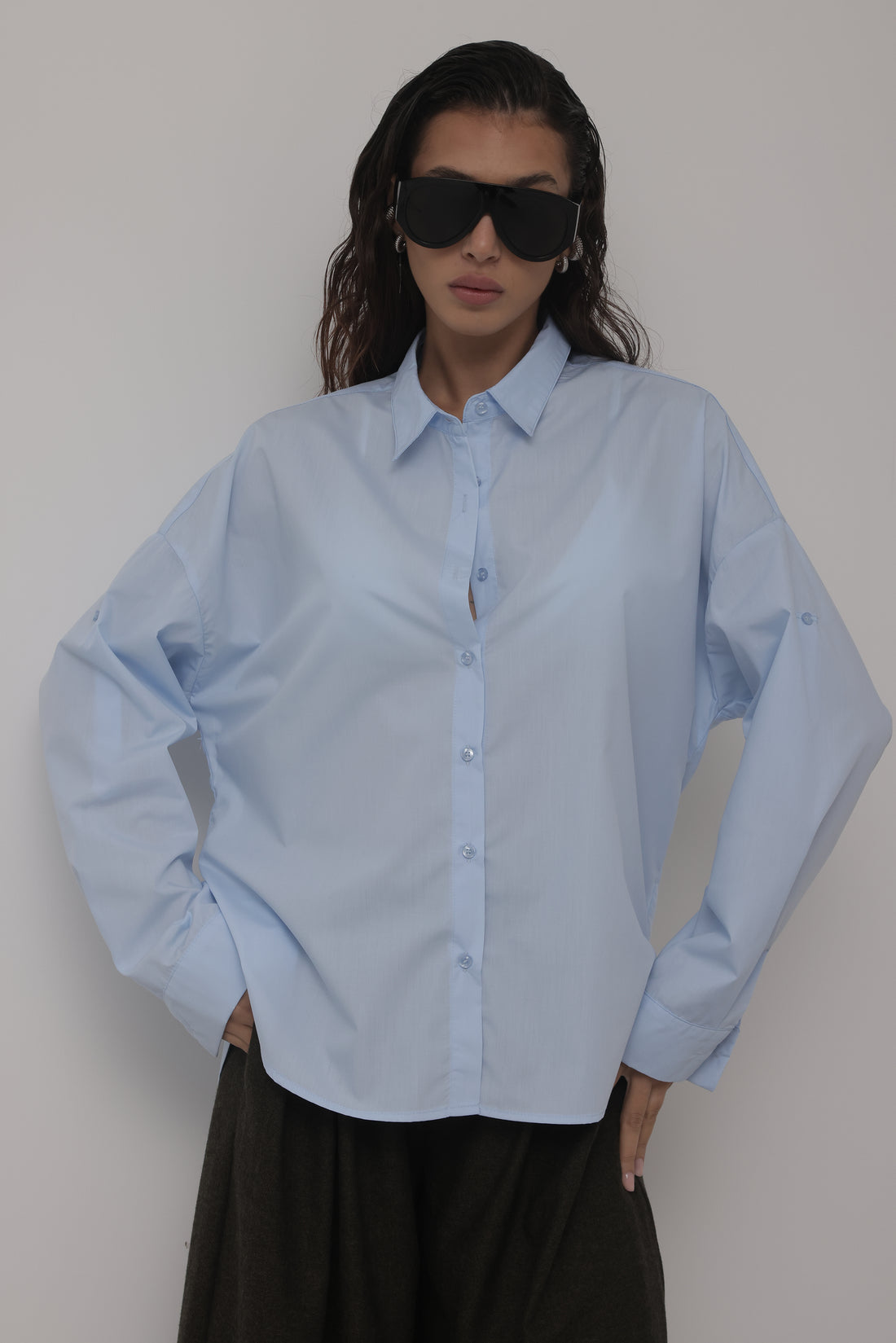 CAMICIA BASIC IN COTONE - AZZURRO 6208