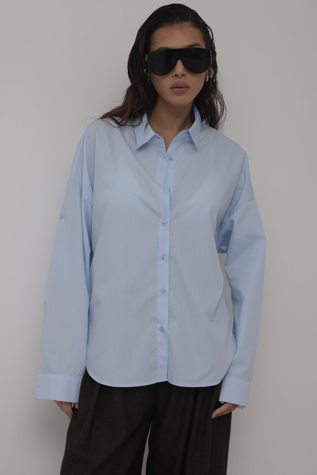 CAMICIA BASIC IN COTONE - AZZURRO 6208